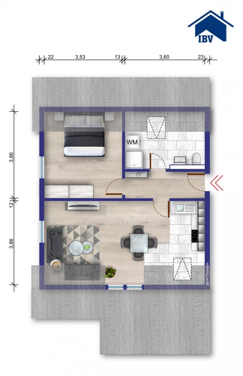 Grundriss Dachgeschosswohnung Kirchheim
