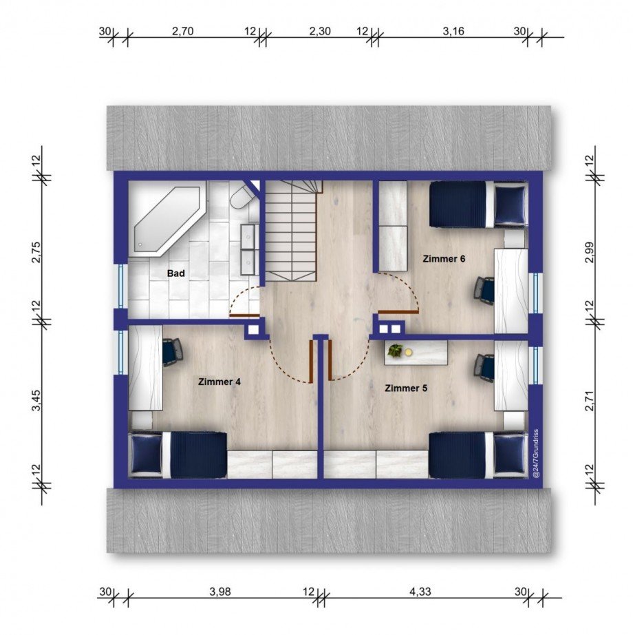 Grundriss OG Zimmer Erfurt