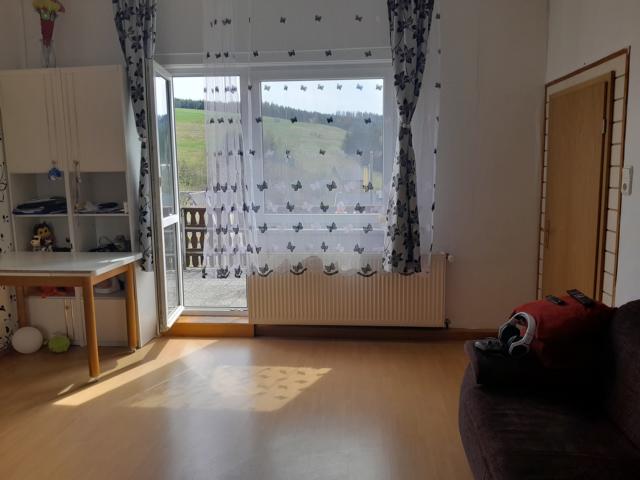 Wohnzimmer mit Zugang Balkon, EG Einfamilienhaus Piesau