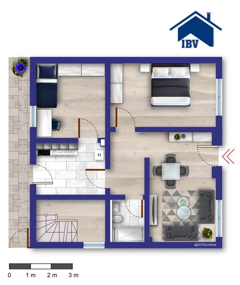 Grundriss Erfurt Erdgeschosswohnung Gispersleben - BT am 21.07.26, 17:00 Uhr - 3ZKB Terrasse...