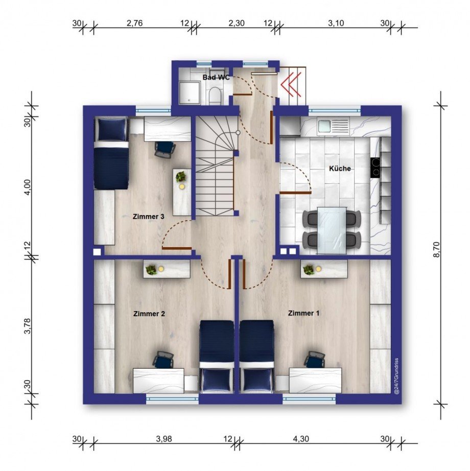 Grundriss EG Zimmer Erfurt